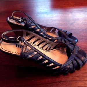 Vintage BP Shoes Black Wedge size 6 EU 36